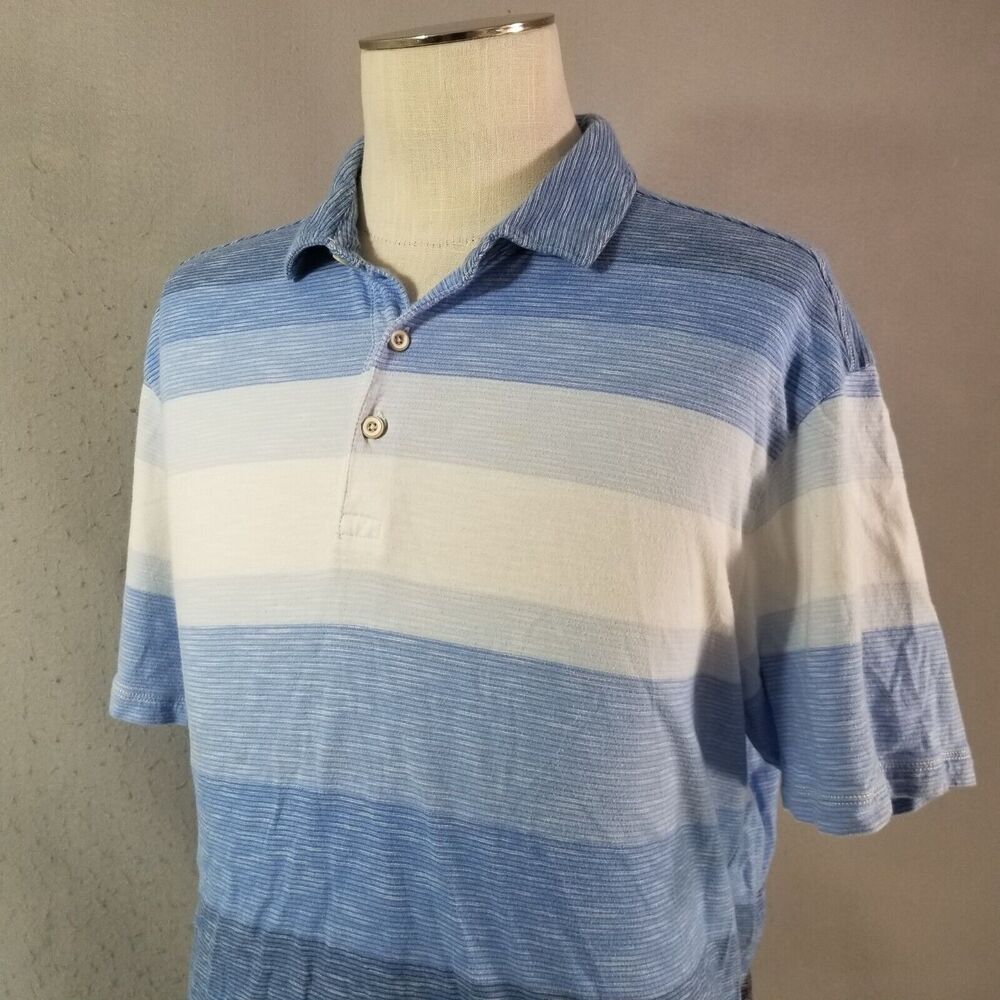 Tommy Bahama polo shirt men's XL extra large blue‎ stripe short sleeve cotton - Picture 6 of 11